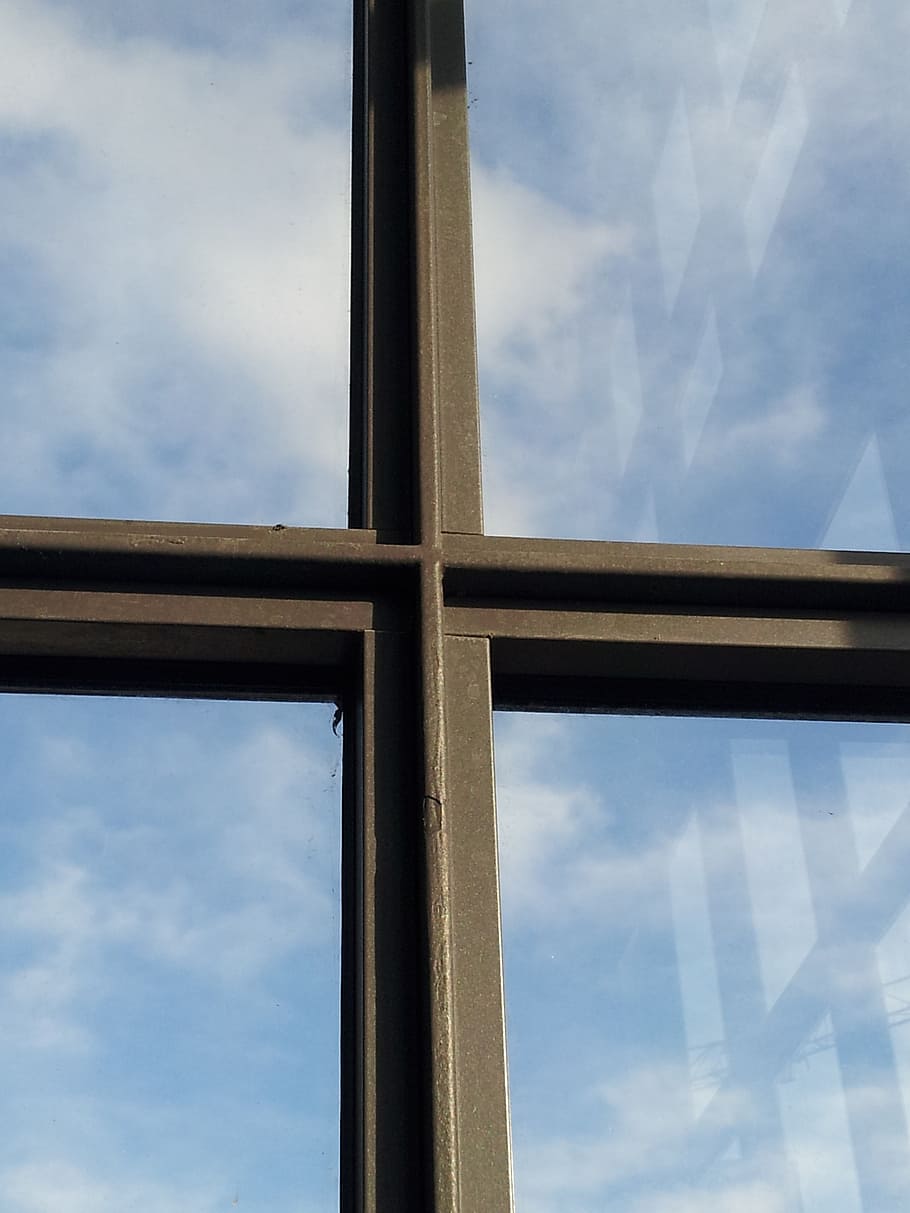 window, cross, architecture, old window, glass, sky, cloud - sky HD wallpaper