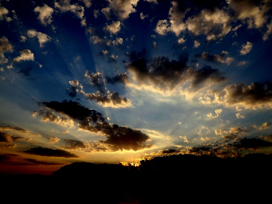 sunset, water, reflection, twilight, in the evening, shadow HD wallpaper
