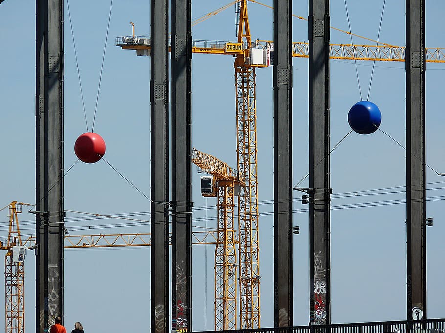 crane, baukran, site, technology, sky, construction work, crane boom HD wallpaper