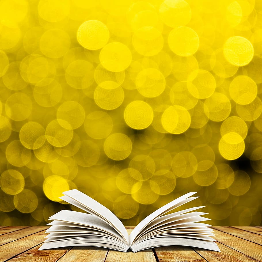 bokeh, book, table, yellow, backgrounds, education, literature HD wallpaper