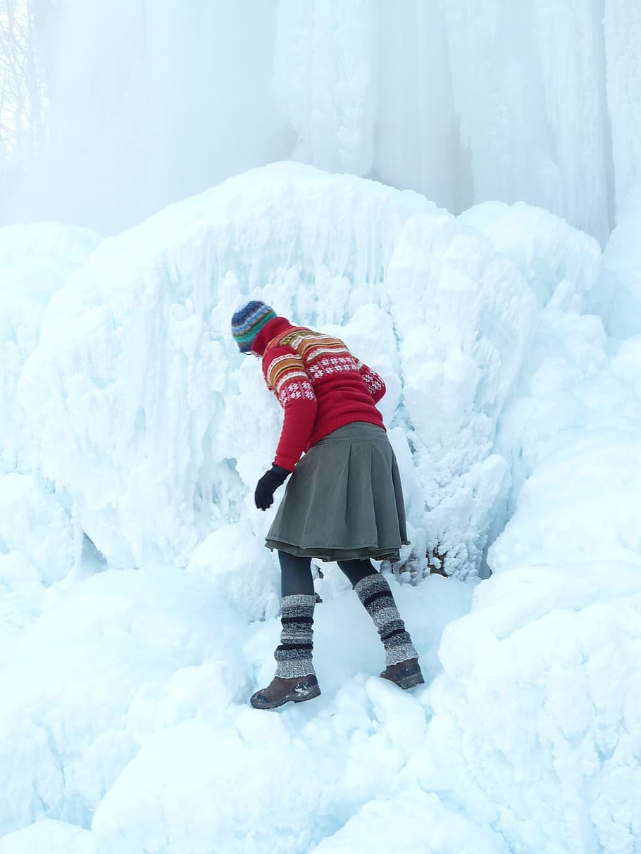 Person, Ice, Run, Human, Woman, Slippery, ice formations, risk HD wallpaper