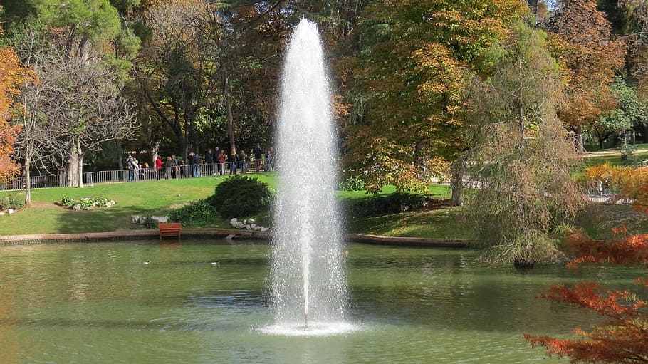 Madrid, Removal, Source, Gardens, park, water, motion, long exposure HD wallpaper
