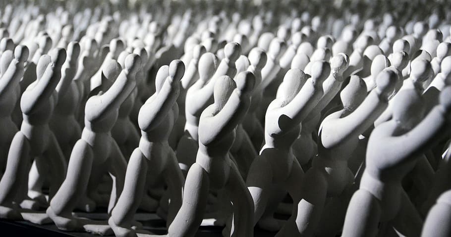 selective focus photography of white statue lot, People, Quantitative, Revolution HD wallpaper
