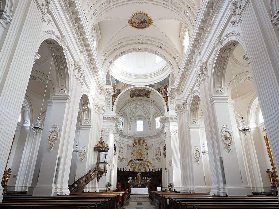 church aisle photography, st ursus cathedral, nave, solothurn, HD wallpaper