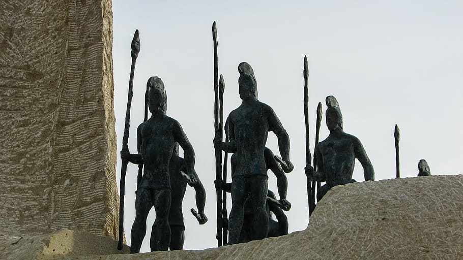 cyprus, ayia napa, sculpture park, trojan horse, warriors, art, HD wallpaper