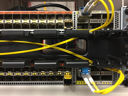 back view of ethernet switch, technology, industry, server HD wallpaper