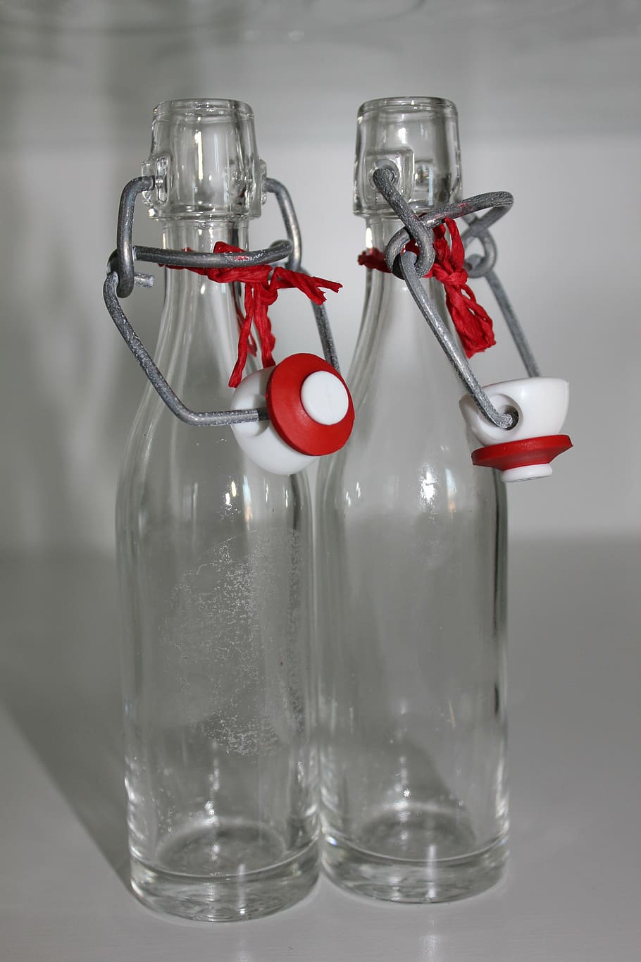 glass, bottles, red, transparent, still life, indoors, glass - material HD wallpaper