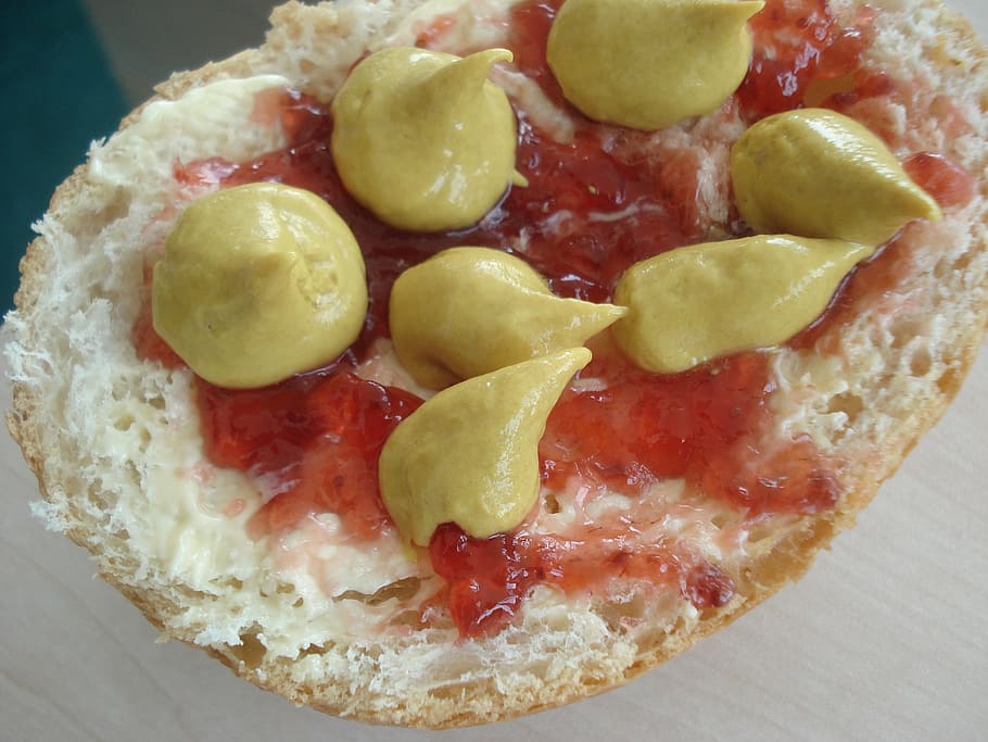 Roll, Jam, Mustard, Breakfast, food, snack, no People, cheese HD wallpaper