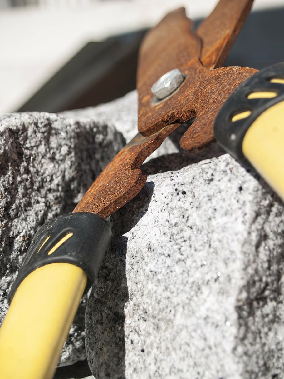 scissors, shears, rust, tool, summer, stone, macro, rusted HD wallpaper