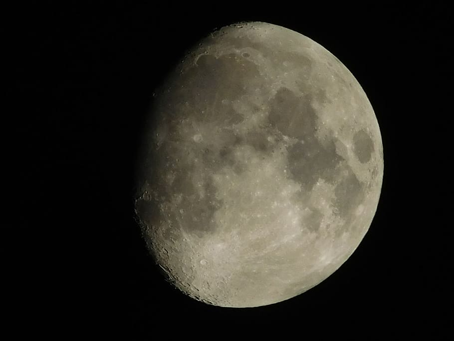 black, gray, moon, gray-black, at night, in the evening, astronomy HD wallpaper