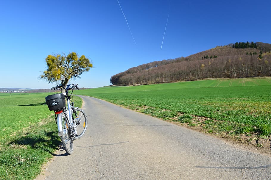 ebike, bicycle tour, landscape, cycling, bicycle path, eifel, HD wallpaper