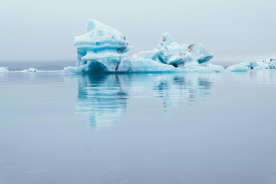 ice berg on body of water, sea, ocean, nature, iceberg, reflection, HD wallpaper