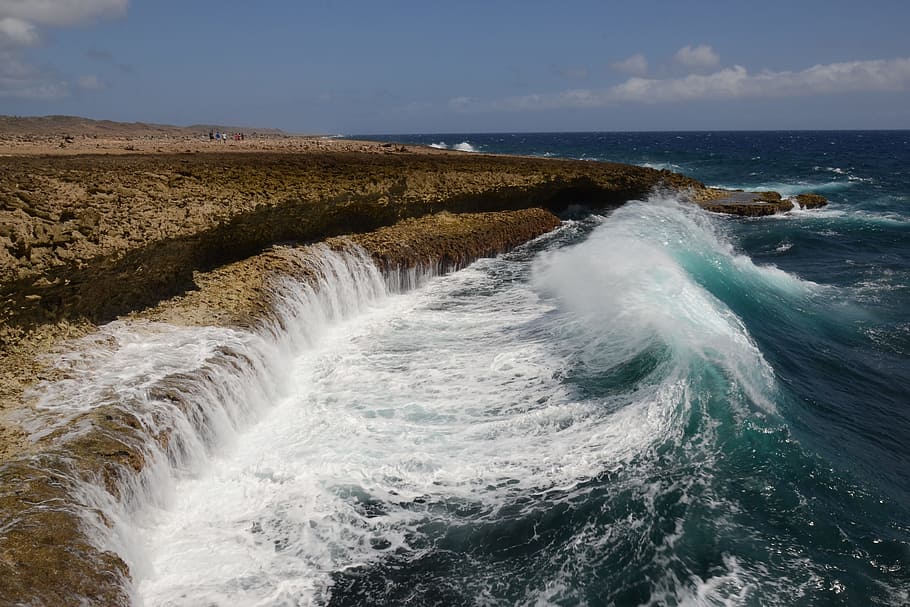 Golf, Coast, Water, Rugged, Nature, blue sky, sea, motion, wave HD wallpaper