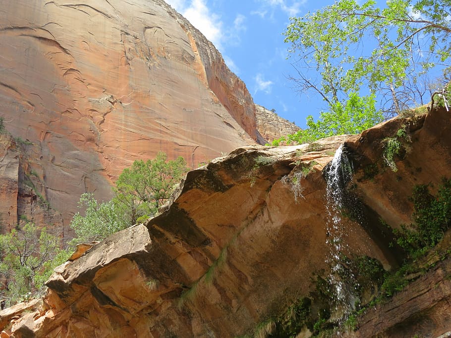 Waterfall, Mountain, Rock, Sandstone, landscape, rock - object HD wallpaper