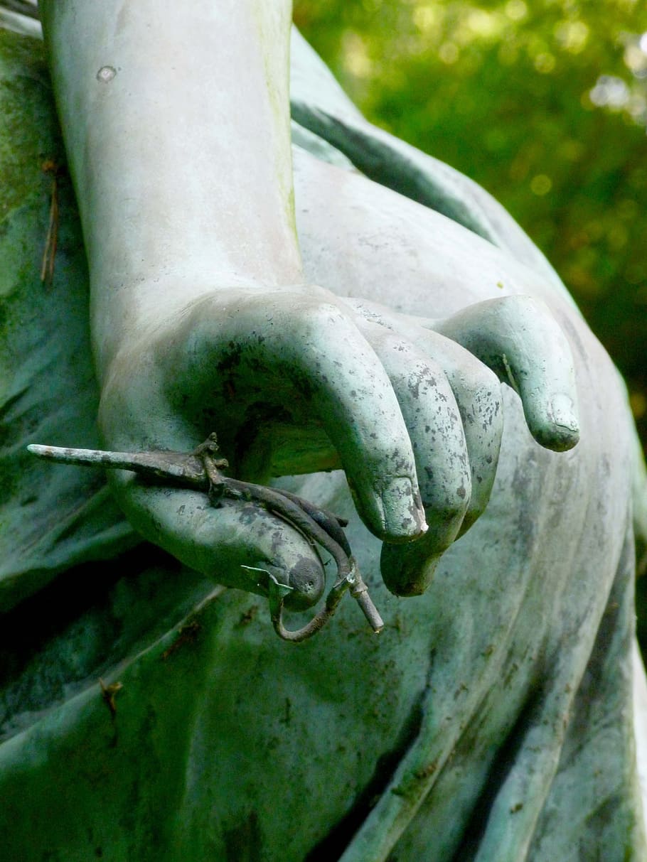 Hand, Finger, Human, Figure, human bronzestatue, cemetery, symbol, HD wallpaper