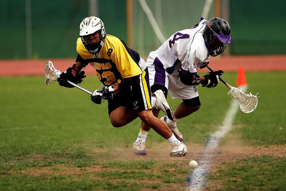 person holding white lacrosse stick, lax, lacrosse game, athletes