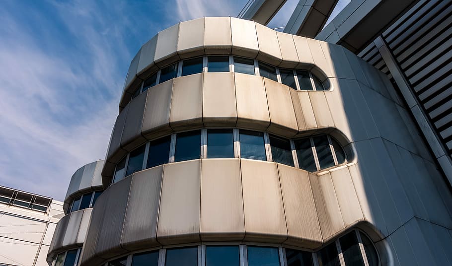 low-angle photography of white building, facade, window, modern HD wallpaper