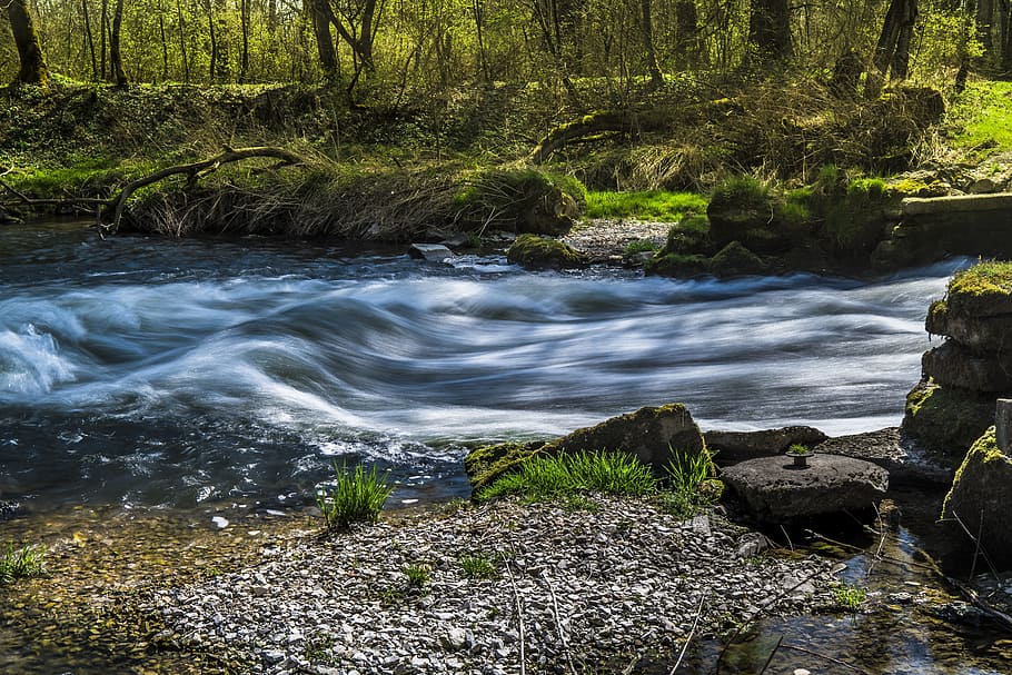 running river, Water, Bach, Racing, Murmur, rustling, nature HD wallpaper