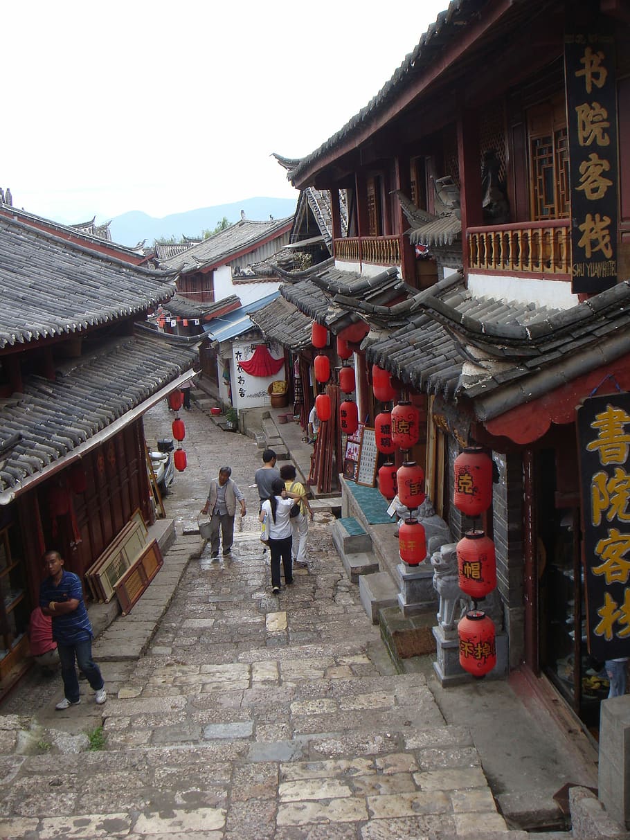 Yunnan, Lijiang, Shopping, building exterior, architecture, HD wallpaper