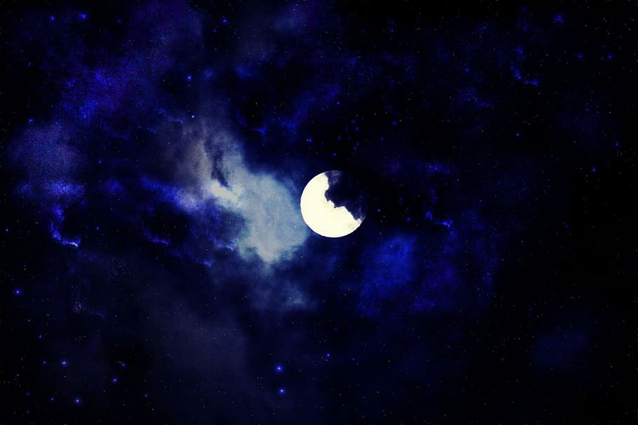 Moon, Night, Mood, Sky, astronomy, space, space exploration HD wallpaper