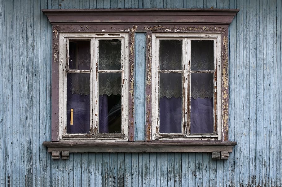close up photography of brown and white wooden window, old window HD wallpaper
