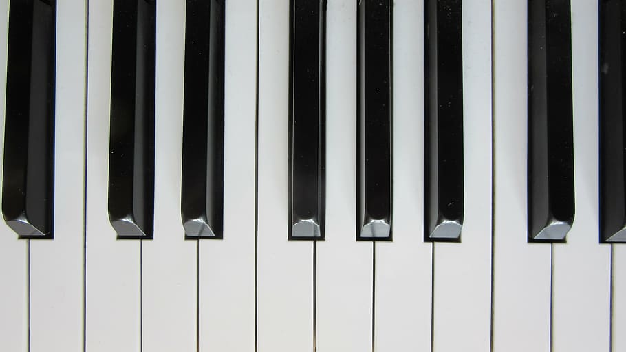 black and white piano keys, close, piano keyboard, musical instrument, HD wallpaper