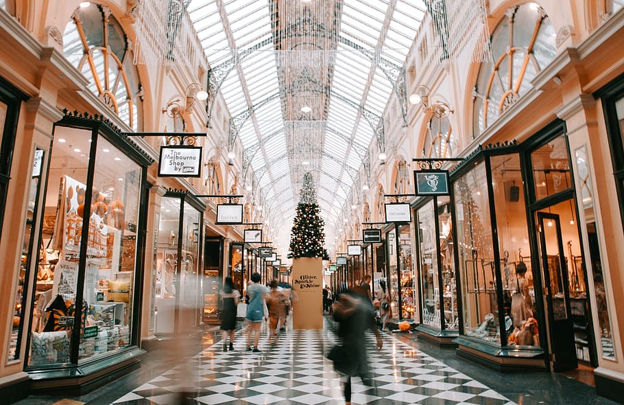architecture, building, infrastructure, shopping, walking, shopping mall HD wallpaper