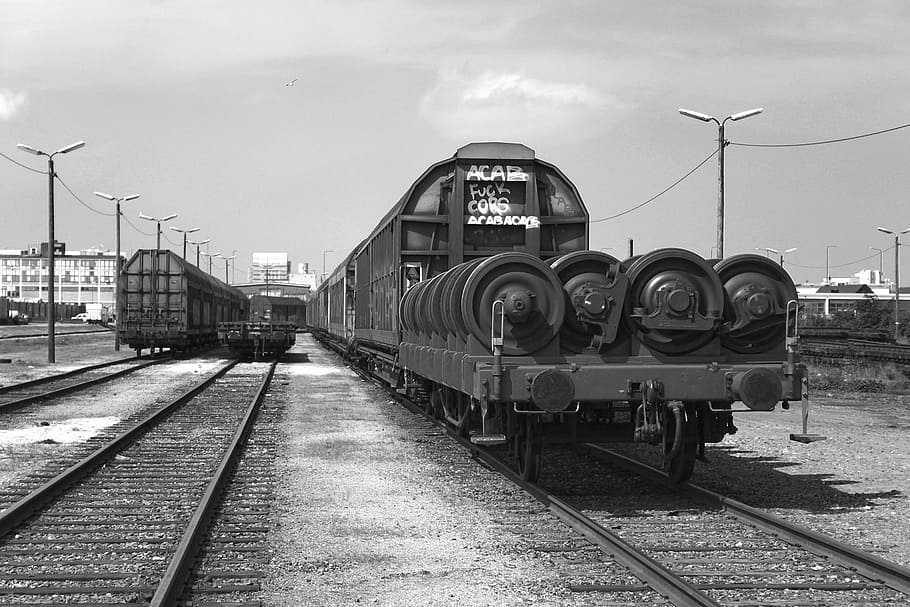Train, Trailers, railroad track, transportation, rail transportation HD wallpaper