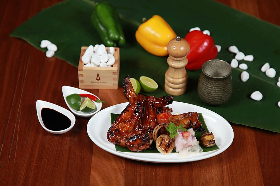 barbecued pork ribs, poultry, restaurant, sour, sweet, sauce, HD wallpaper