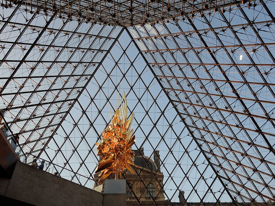 louvre, paris, architecture, built structure, low angle view HD wallpaper