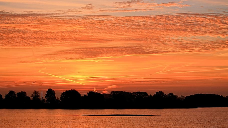 Sunset, Evening, Sky, Trees, afterglow, evening sky, silhuette HD wallpaper
