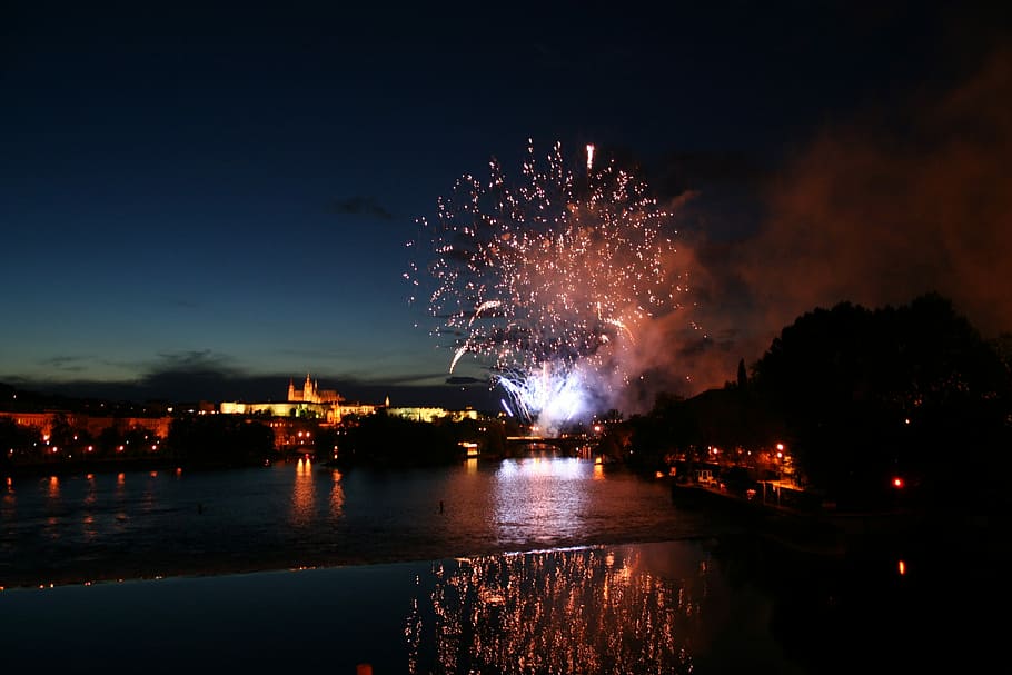 Fireworks, New Year, night, firework display, illuminated, celebration HD wallpaper