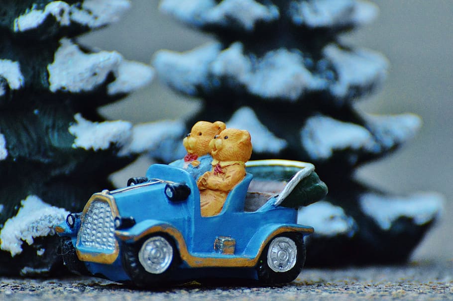 bear, bears, auto, pair, christmas, sweet, cute, funny, toy HD wallpaper