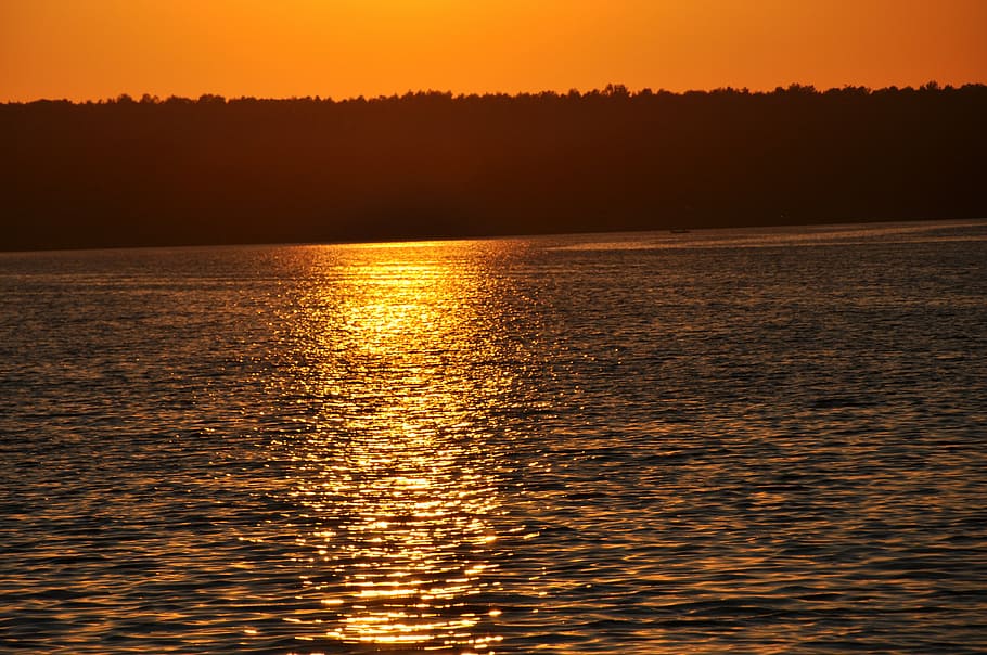 sunset, lagoon, evening, water, sky, beauty in nature, tranquility HD wallpaper