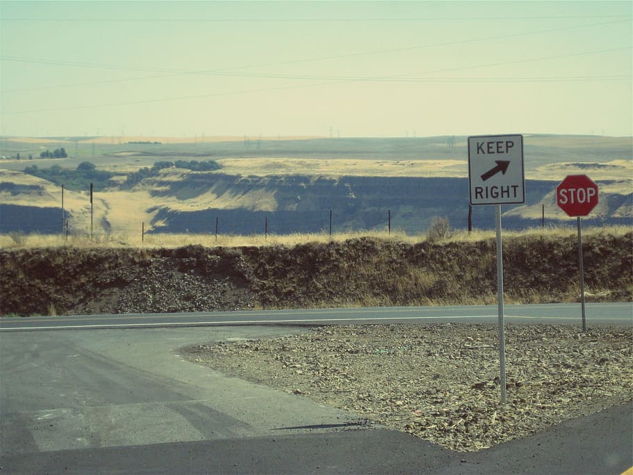 stop, signs, roads, pavement, communication, text, road sign HD wallpaper