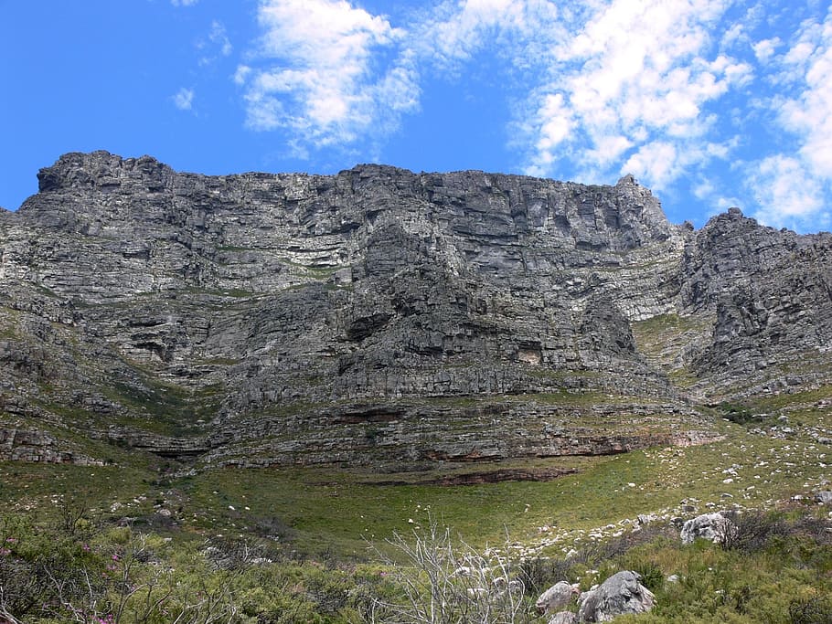 mountain, clouds, rocks, jagged, cape town, south africa, nature HD wallpaper