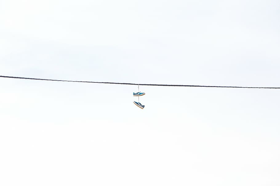 untitled, hanging, black, low, top, sneakers, white, clouds, daytime