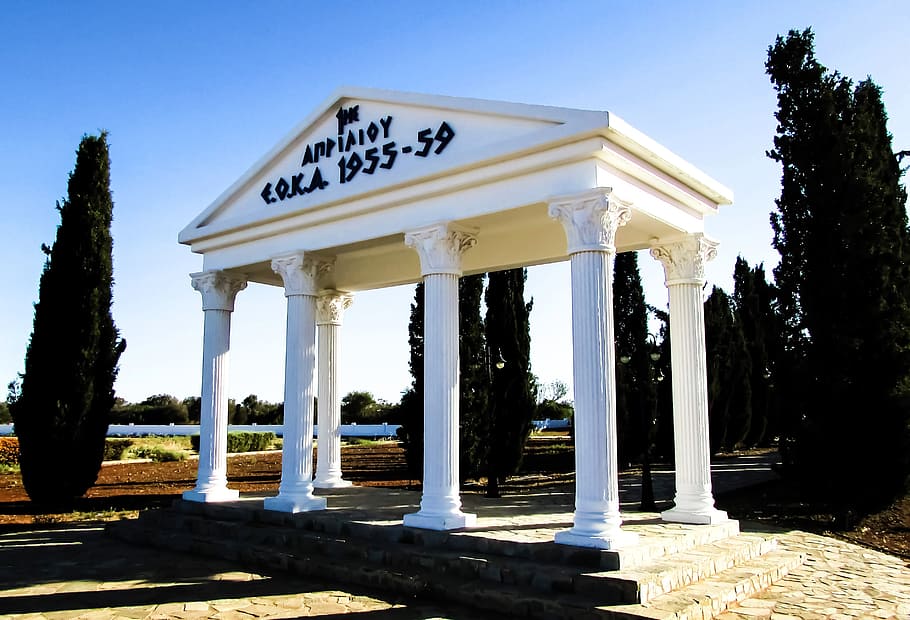 cyprus, avgorou, monument, eoka, independence, architectural column HD wallpaper