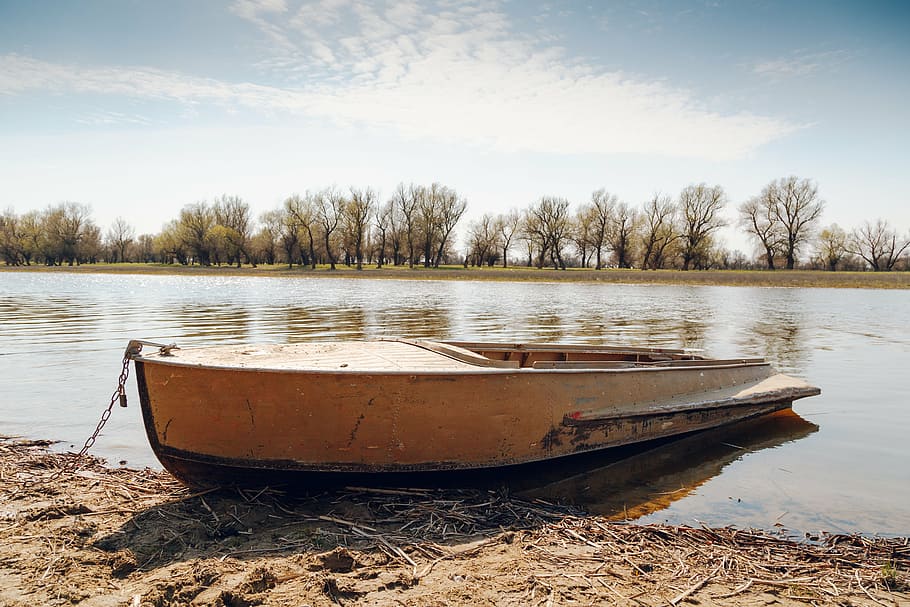 boat, beach, river, summer, vacation, water, nature, journey HD wallpaper