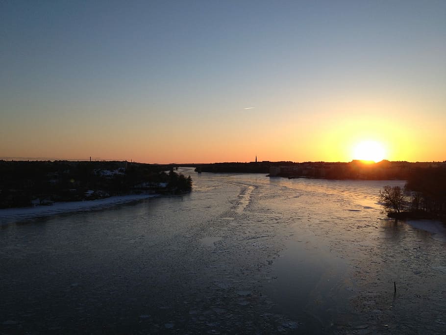 Ice, Sunset, Winter, reflection, water, tranquil scene, tranquility HD wallpaper