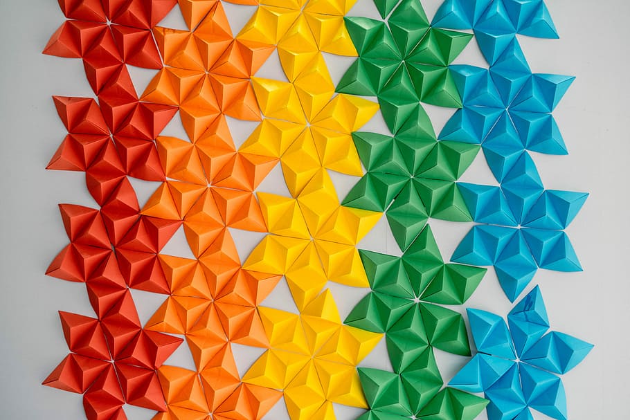 assorted-color star-themed decors, multicolored star origami HD wallpaper