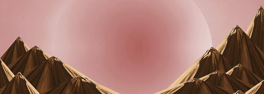 brown mountain illustration, planet, pink, sky, moon, solar system HD wallpaper