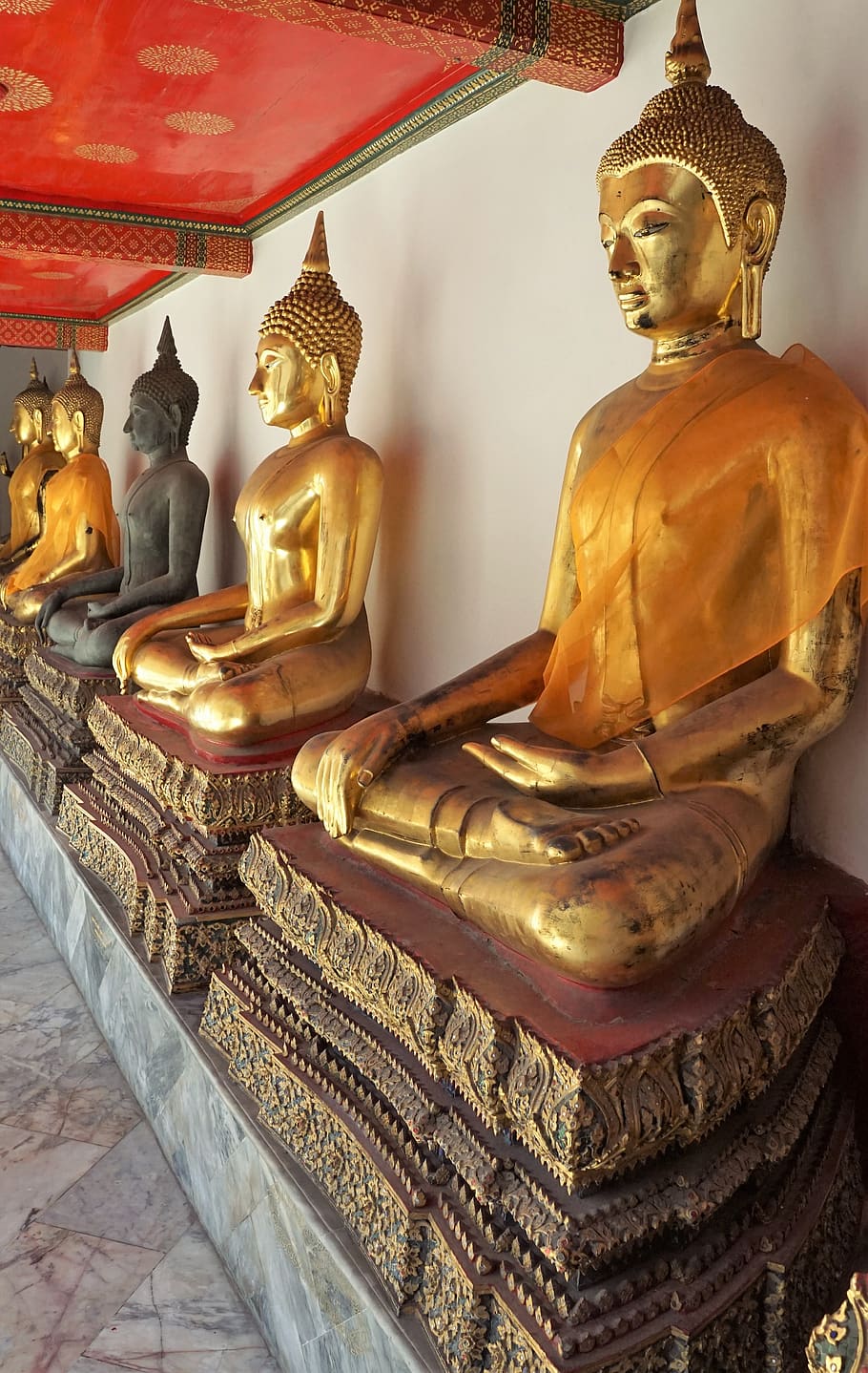buddha, sculpture, statue, religion, temple, art, golden, spirituality, HD wallpaper