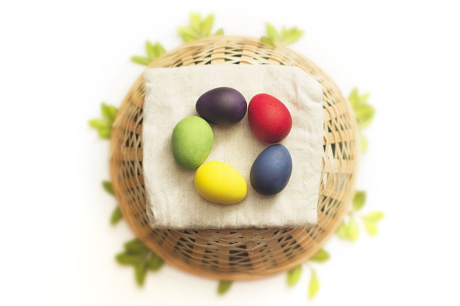 easter, eggs, multi colored, rainbow, blue, green, yellow, purple HD wallpaper