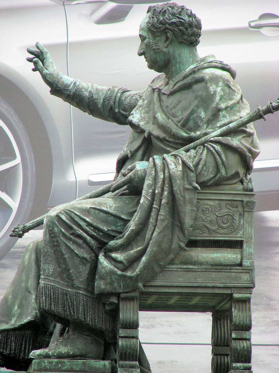 copper statue, scepter, emperor, imperator, munich, figure, HD wallpaper