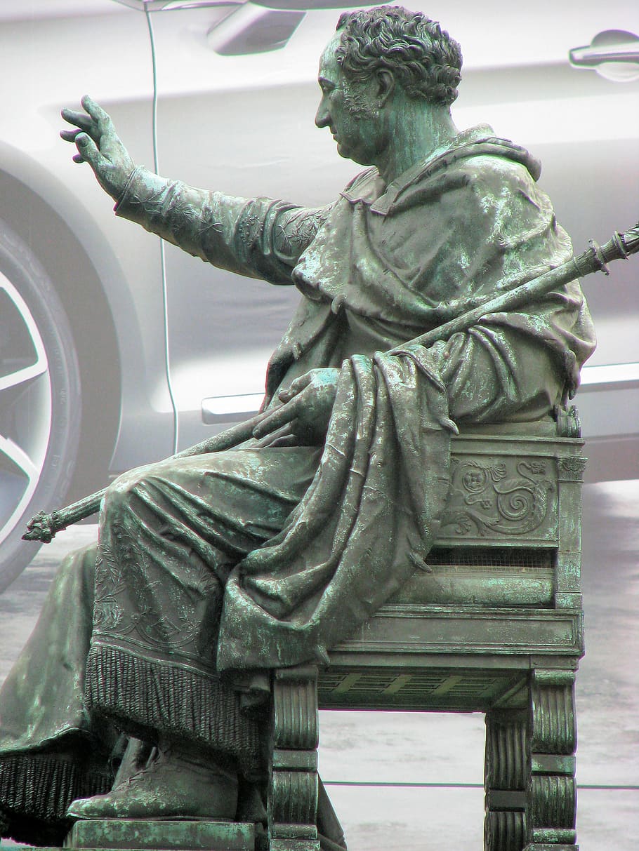 copper statue, scepter, emperor, imperator, munich, figure HD wallpaper