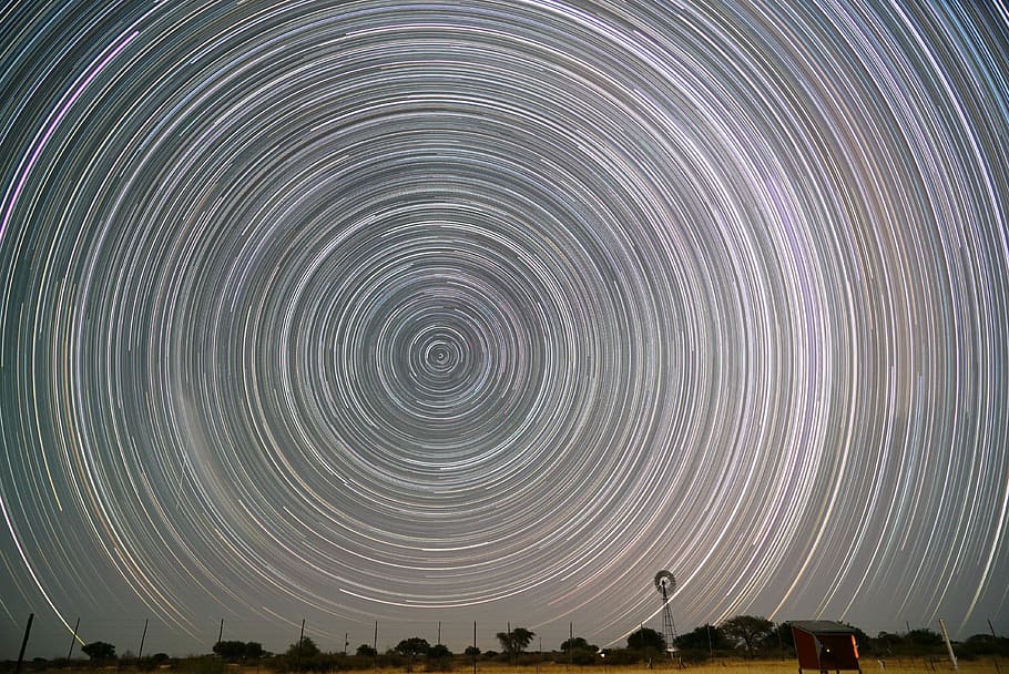 time lapse of stars, time lapse photography of swirl, sky, windmill, HD wallpaper