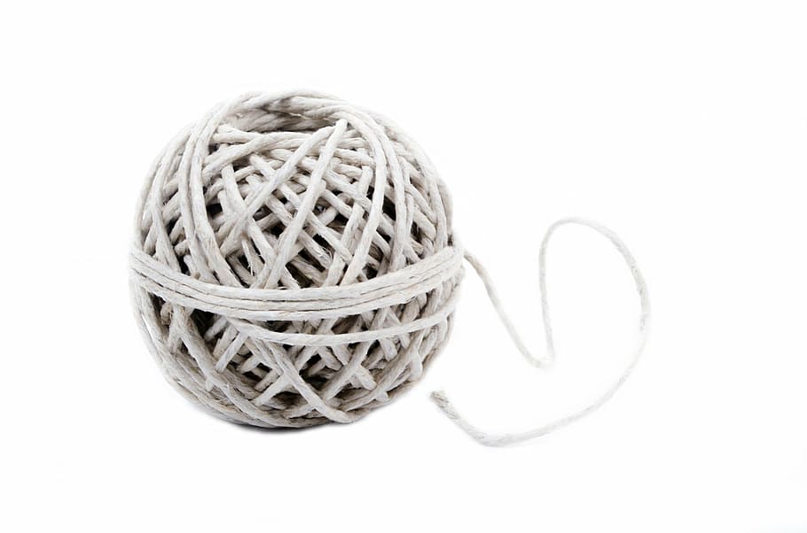 round gray rolled yarn, string, twine, ball, twined, isolated HD wallpaper