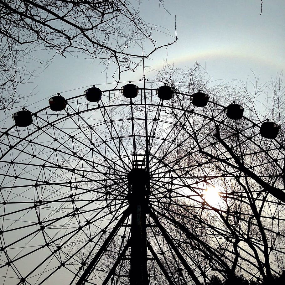 Online crop | HD wallpaper: the ferris wheel, sunset, halo, rainbow ...