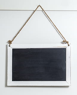 rectangular white framed blackboard, chalk, line, rope, old HD wallpaper